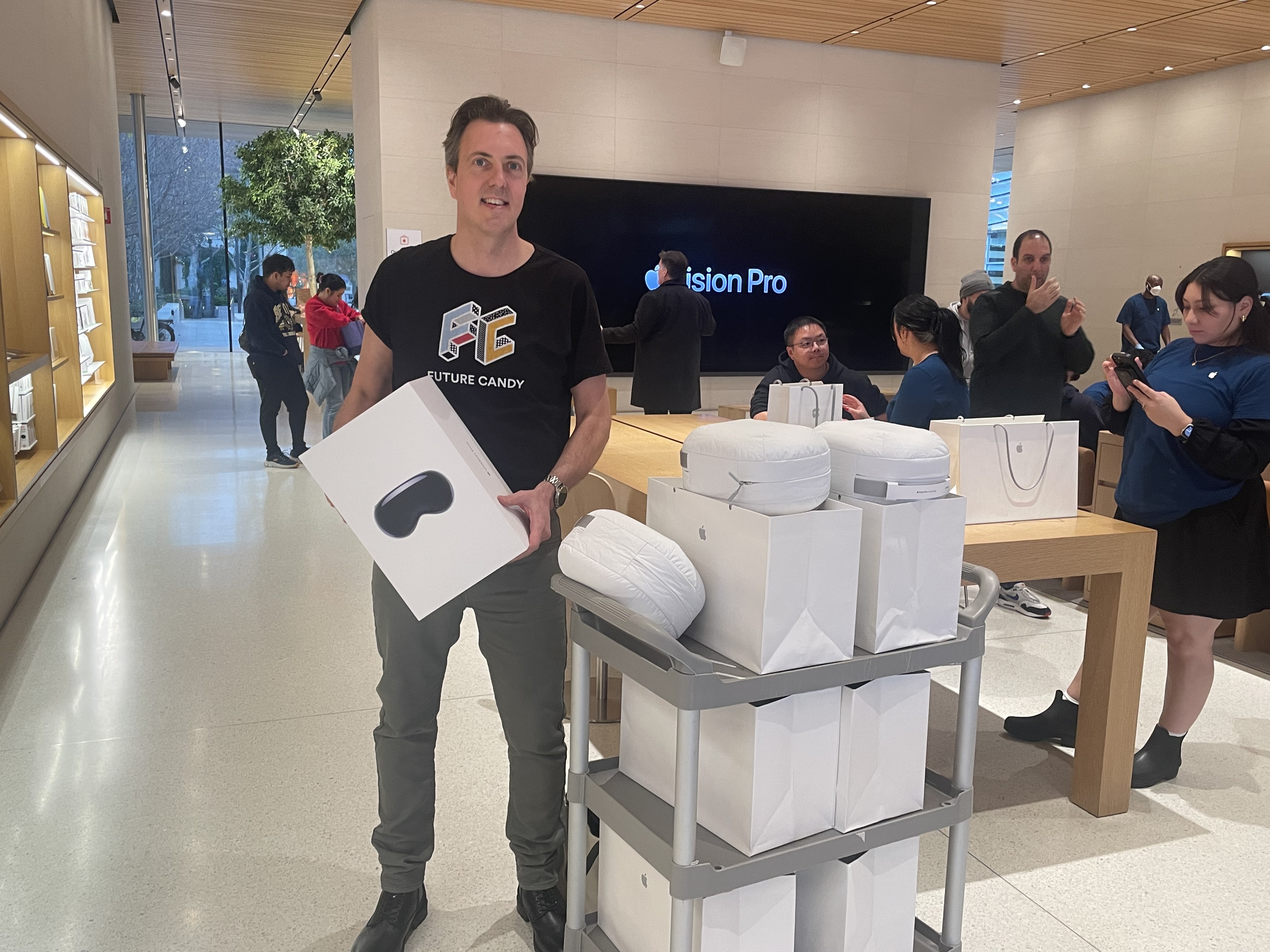 Apple Vision Pro headset on display