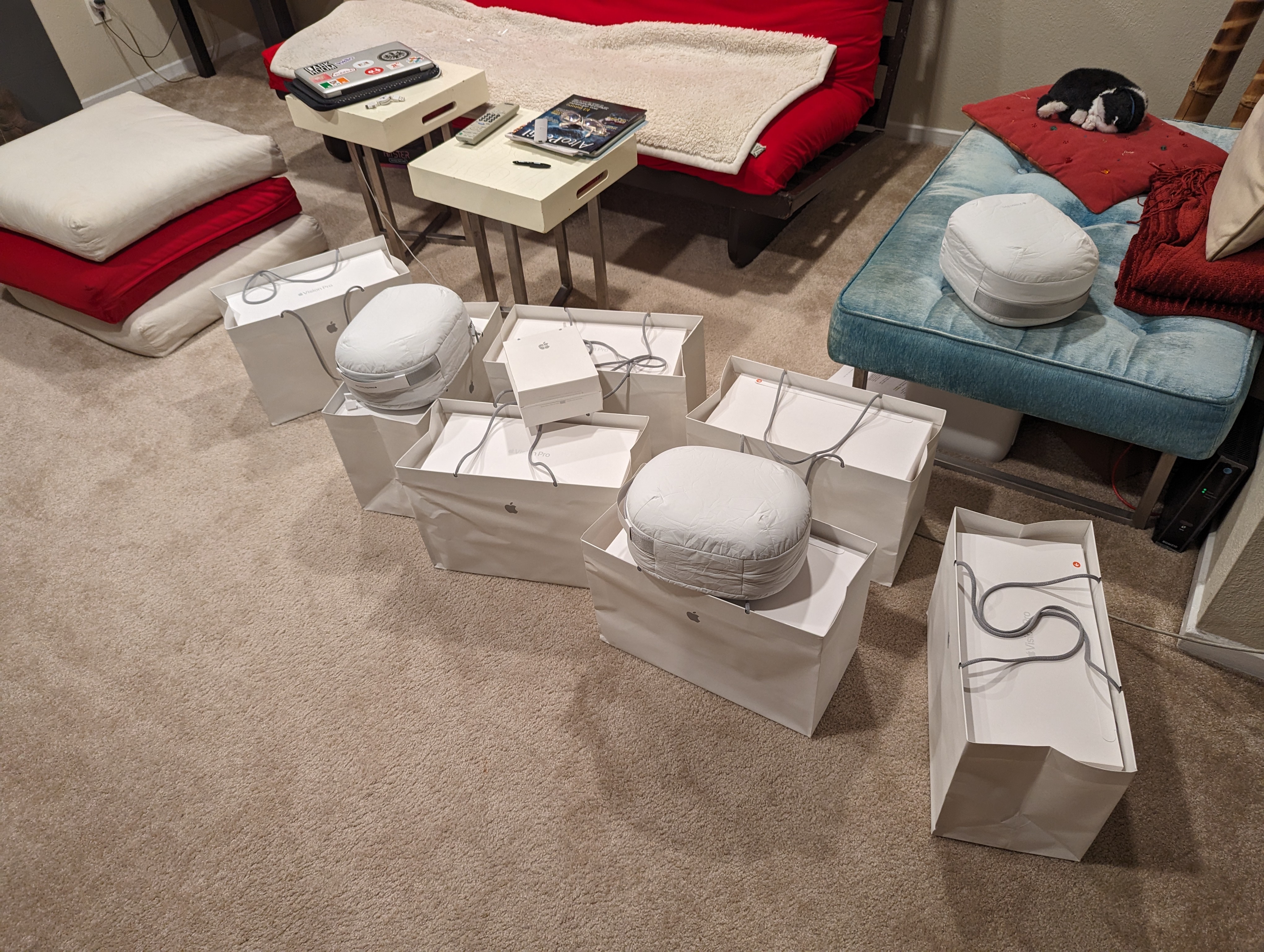 Roman Weishäupl at airport with Apple Vision Pro boxes