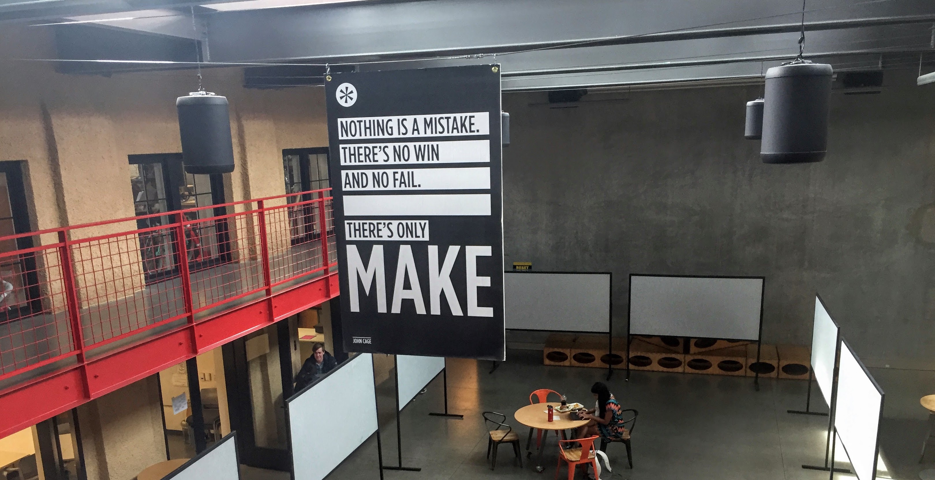 Stanford d.school entrance sign — birthplace of design thinking and the philosophy that there is no failure